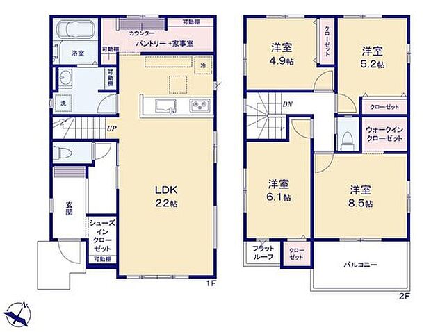 (1号棟)、4LDK、土地面積119.82m2、建物面積107.89m2