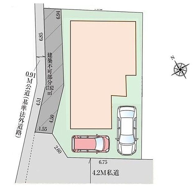 閑静な住宅地☆カースペースは2台分ご用意。空いたスペースは駐輪場としてもお使いいただけます◎