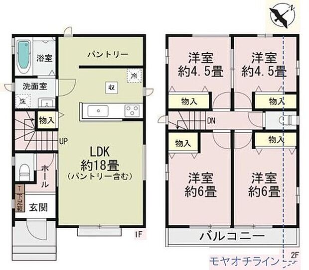 【4LDK】●効率的でストレスのない家事動線。水回りが集中しており、移動がスムーズです♪
●常備食のストックや家電の収納に役立つパントリー付
●リビング階段ですので自然と家族の集まる憩いの空間