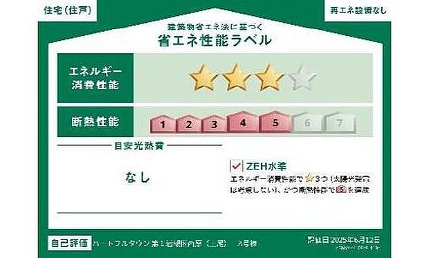 【【省エネ性能ラベル】】こちらの物件はZEH水準を満たした、省エネ性能に優れた物件です。光熱費を抑えて暮らすことができるだけでなく、「熱の入りにくさ・逃げにくさ」という観点でも影響を受けにくい建物のため、長く快適にお過ごしいただけます♪※本ラベルは特定の住戸の性能を示すものであり、全ての住戸の性能を示すものではありません。