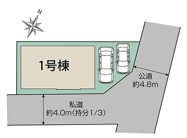 【全体区画図】閑静な住宅地☆カースペースは2台分ご用意。空いたスペースは駐輪場としてもお使いいただけます◎