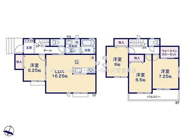 【4LDK】●水回りが集中しており家事動線の良い間取り♪
●リビングに隣り合う洋室を開放すると、ひときわ広々とした空間に♪
●陽当りバツグン！南向きバルコニー♪
●大容量のWクローゼットも完備♪