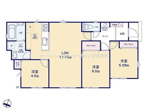 【3LDK】玄関にはカウンター手洗器を完備♪
LDLはゆとりの１７帖超♪
平屋のワンフロア空間で家事も効率的に行えます◎