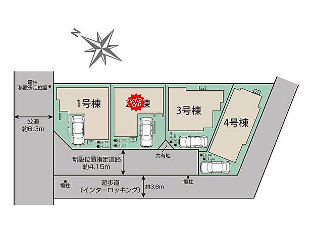 【全体区画図】閑静な住宅地☆カースペースご用意。空いたスペースは駐輪場としてもお使いいただけます◎
