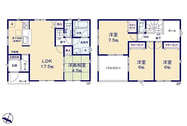 【4LDK】●リビングスルー階段ですので自然と家族の集まる憩いの空間になります
●あると落ち着く『和室』付♪家事の休憩スペースやお子様のお昼寝スペースとしても活躍します♪