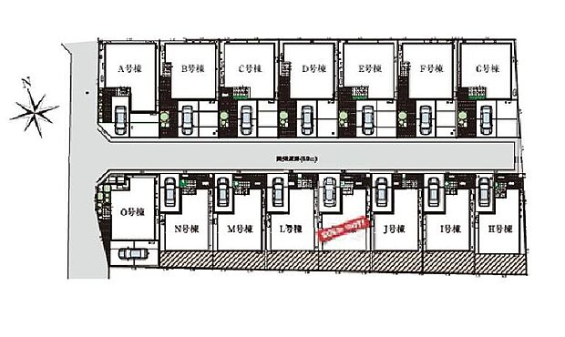 【全体区画図】閑静な住宅地☆カースペースご用意。空いたスペースは駐輪場としてもお使いいただけます◎
