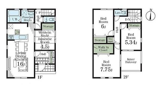 【4LDK】●リビングスルー階段ですので自然と家族の集まる憩いの空間
●効率的でストレスのない家事動線。水回りが集中しており、移動がスムーズです♪
●突然の雨にも安心なインナーバルコニー♪