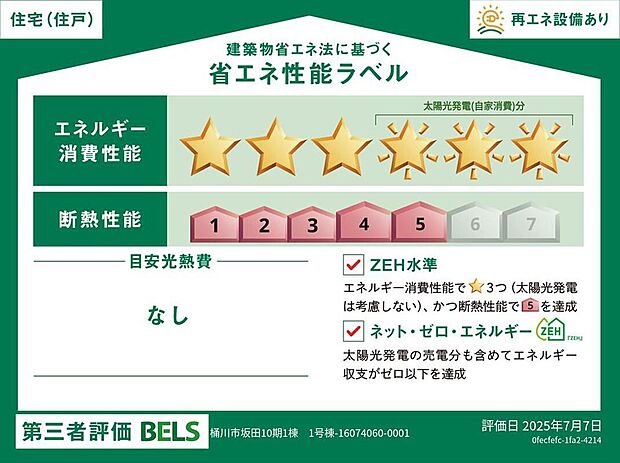 【【省エネ性能ラベル】】こちらの物件はZEH水準を満たした、省エネ性能に優れた物件です。光熱費を抑えて暮らすことができるだけでなく、「熱の入りにくさ・逃げにくさ」という観点でも影響を受けにくい建物のため、長く快適にお過ごしいただけます♪