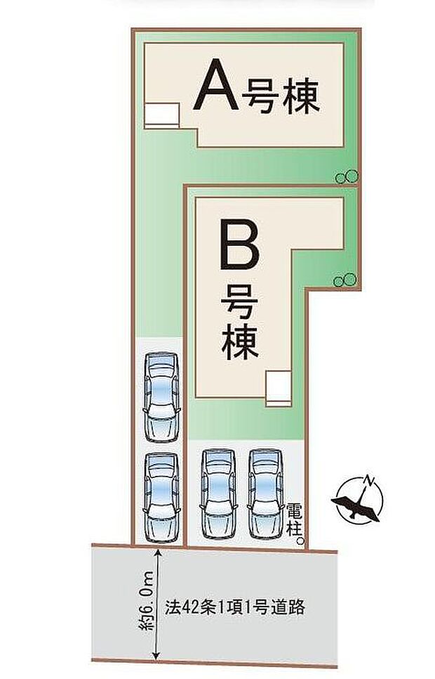 【全体区画図】閑静な住宅地☆カースペースは2台分ご用意。空いたスペースは駐輪場としてもお使いいただけます◎