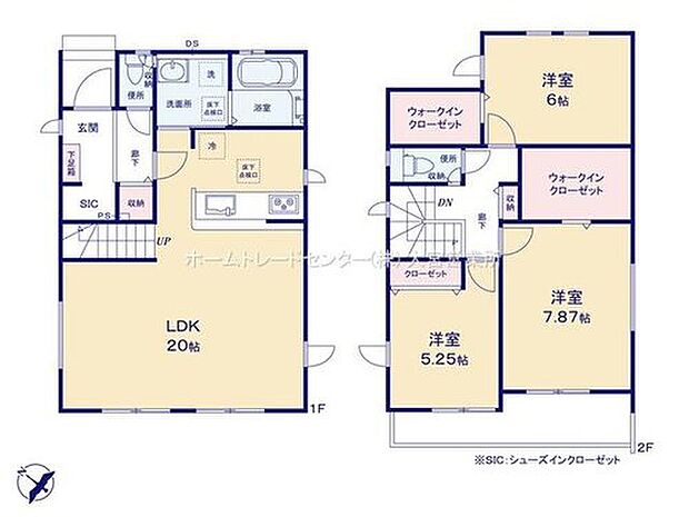 【3LDK】LDKは広々20帖♪
Wクローゼット２カ所＋便利なシューズクロークもございます♪
家族のコミュニケーションが自然にうまれるリビングイン階段♪
