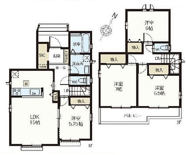 【4LDK】●SIC付きで玄関すっきり♪
●隣り合う洋室を開放すれば、ひときわ広々とした空間になるリビングダイニング
●２部屋から出入りできるバルコニー♪