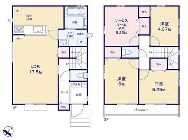【3LDK+S】●家族とのつながりを意識した見通しのいいリビング!
●効率的でストレスのない家事動線。水回りが集中しており、移動がスムーズです♪
●お部屋としても利用できる5帖超の納戸