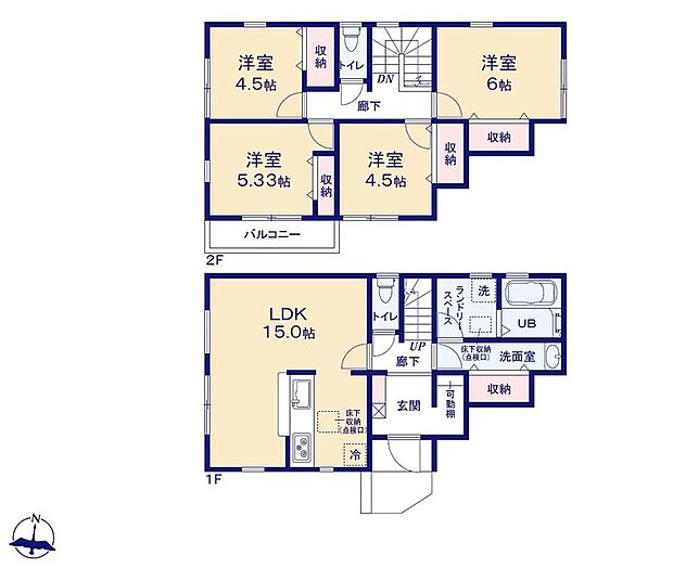 【4LDK】●効率的でストレスのない家事動線。水回りが集中しており、移動がスムーズです♪
●家族とのつながりを意識した見通しのいいリビングは会話が弾んでみんなを笑顔にします!