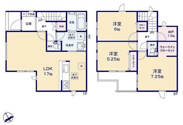 【3LDK】●玄関近くに洗面スペースを設けた新生活仕様にフィットできる住まい
●主寝室にはウォークインクローゼットを完備!増えがちな衣類やバッグなどを効率よく収納できます!