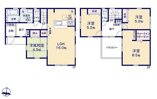 【4LDK】●あると落ち着く『和室』付♪家事の休憩スペースやお子様のお昼寝スペースとしても活躍します♪
●主寝室にはウォークインクローゼットを完備!増えがちな衣類やバッグなどを効率よく収納できます!