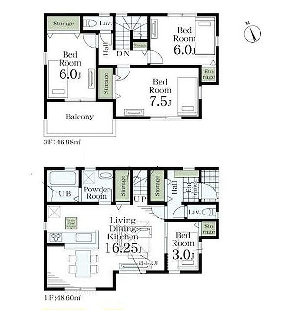 【4LDK】●家族間のコミュニケーションが自然とうまれるリビング階段♪
●隣り合う洋室を開放すれば、ひときわ広々とした空間になるリビングダイニング♪