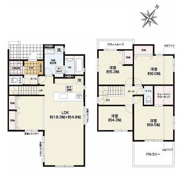 【4LDK】●家族とのつながりを意識した見通しのいい23帖超のリビングは会話が弾んでみんなを笑顔にします!
●常備食のストックや家電の収納に役立つパントリー付♪