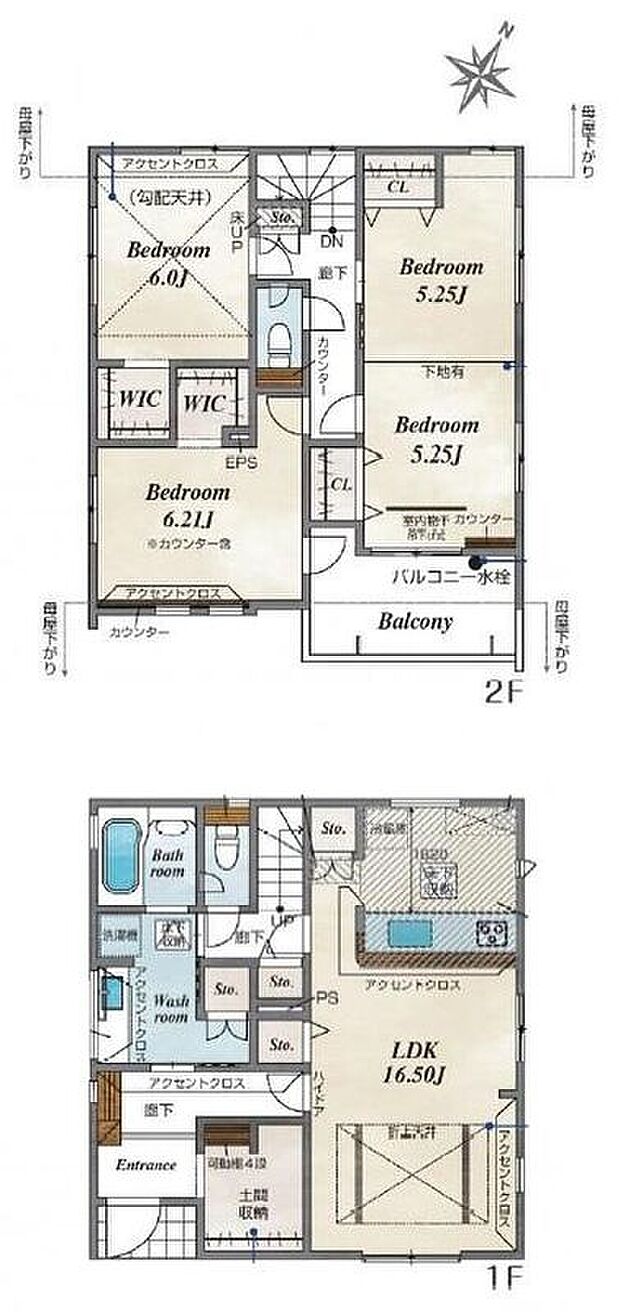 【3LDK】●開放感あふれる折上天井
●土間収納付きで玄関すっきり
●掃除に便利なバルコニー水栓付き
●将来の家族構成の変化に対応可能なフレキシブルプラン採用