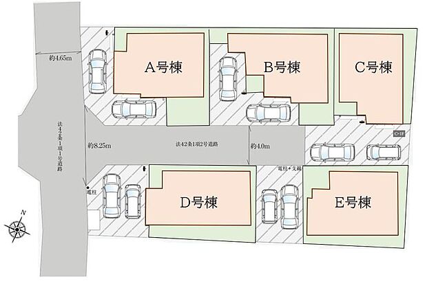 【全体区画図】閑静な住宅地☆カースペースは2台分ご用意。空いたスペースは駐輪場としてもお使いいただけます◎