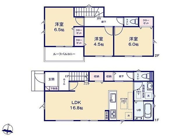 【3LDK】●家族とのつながりを意識した見通しのいい16.8帖のリビングは会話が弾んでみんなを笑顔にします!●効率的でストレスのない家事動線。水回りが集中しており、移動がスムーズです♪