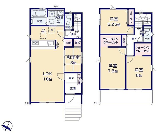 【4LDK】●効率的でストレスのない家事動線。水回りが集中しており、移動がスムーズです♪
●あると落ち着く『和室』付♪家事の休憩スペースやお子様のお昼寝スペースとしても活躍します♪