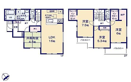 ●あると落ち着く『和室』付♪家事の休憩スペースやお子様のお昼寝スペースとしても活躍します♪●ウォークインクローゼットを３か所完備！増えがちな衣類やバッグなどを効率よく収納できます！ 