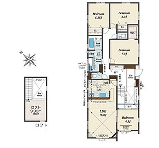 ●人気の平屋建て☆階段がなくワンフロアで完結するので生活動線が楽ちん！
●開放感あふれる折上天井♪
●ロフトのあるお部屋は天井が高く、開放感がございます。お子さまのお部屋にも良いですね♪ 