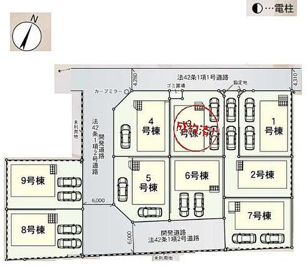 【全体区画図】閑静な住宅地☆カースペースご用意。空いたスペースは駐輪場としてもお使いいただけます◎