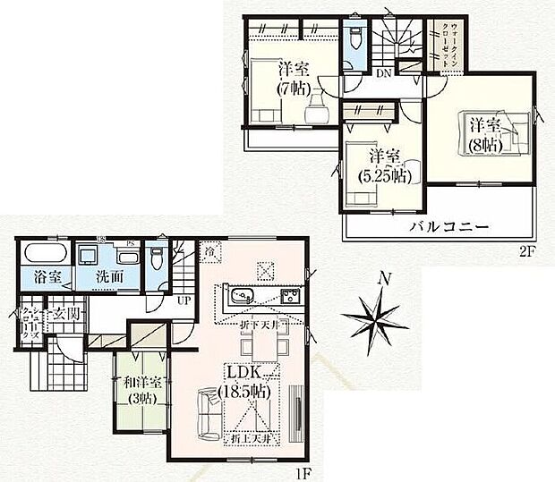 【4LDK】●SIC付きで玄関すっきり♪●あると落ち着く『和室』付♪家事の休憩スペースやお子様のお昼寝スペースとしても活躍します♪●増えがちな衣類やバッグなどを効率よく収納できるWIC!