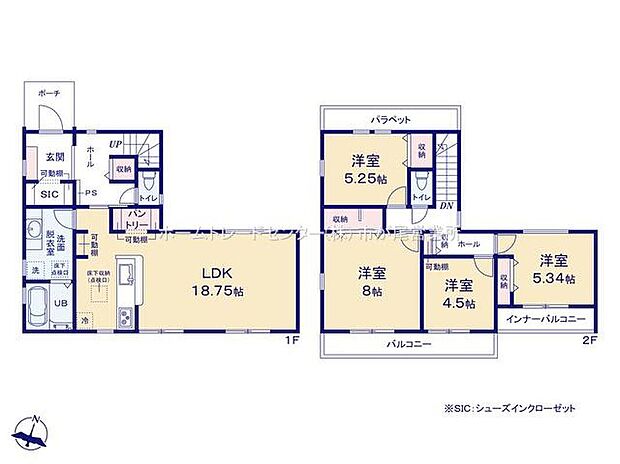 (1号棟)、価格8680万円、4LDK、土地面積188.75m2、建物面積109.3m2