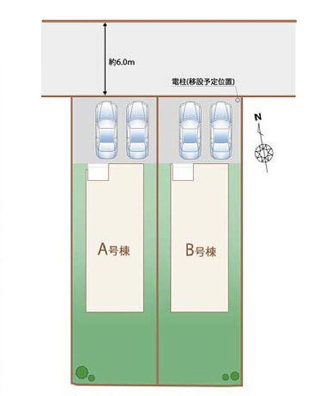 全２棟　新築分譲住宅！
北 ６m 公道に面します、明るく開放感溢れる街並みです♪