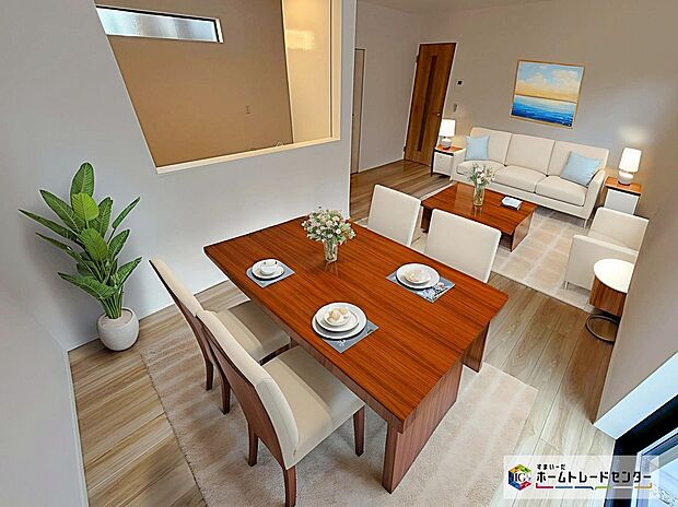 現況の物件写真に、CG による画像処理を行っています。家具、家電、照明器具、小物、カーテン、その他のイメージはCG です。