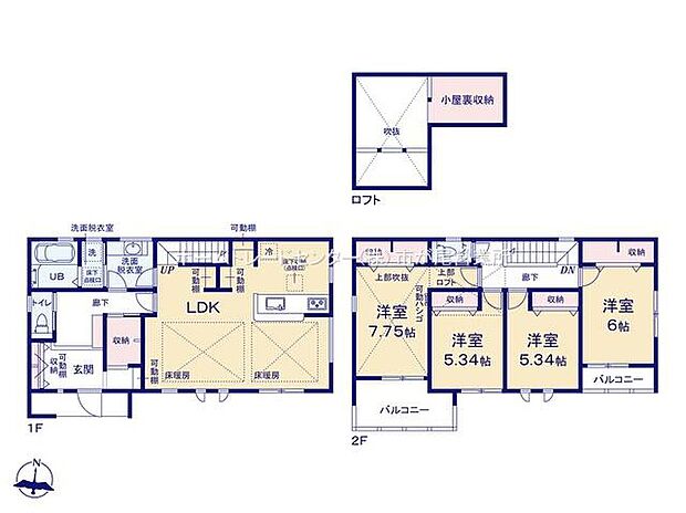 (1号棟)、4LDK、土地面積190.61m2、建物面積120.89m2