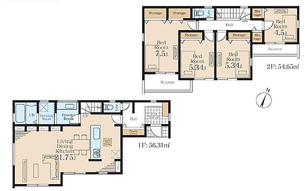 (1号棟)、価格8980万円、4LDK、土地面積128.44m2、建物面積110.96m2
