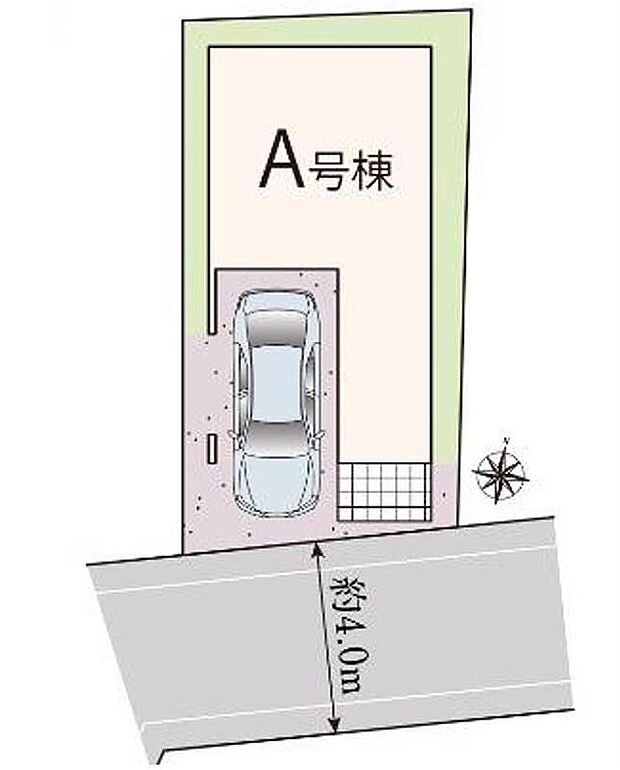 【全体区画図】限定1棟 新築分譲住宅です!
南 4m 私道に面します☆暮らしやすい街並み、生活便利です!