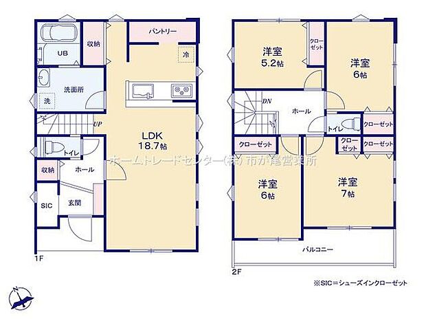 【4LDK】玄関シューズインクロークや、まとめ買いしても置き場所の心配いらずのパントリーを採用！
たっぷりの収納がございますので、居住空間が広く使えてうれしいですね♪