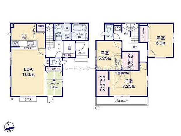 【3LDK】LDKはゆとりの１６．５帖、人気の対面式キッチン採用♪
全居室２面採光！
ウォークインクローゼット２か所にございます！小屋裏収納あり！
南向きバルコニー付☆