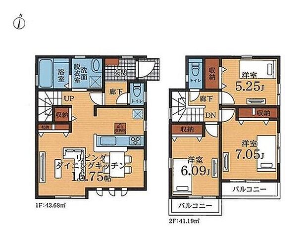 【3LDK】2階に居室をまとめてプライベートの時間も充実♪
2か所の南向きバルコニーは洗濯物とガーデニング
分けて使うのもおススメです☆家族が自然と
コミュニケーションが取れるリビングイン階段を採用◎