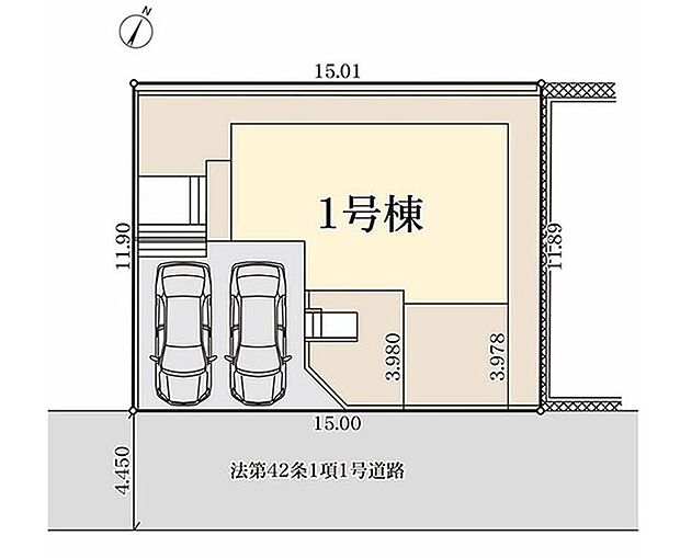 【全体区画図】限定１棟　新築分譲住宅です！
南側４．５ｍ公道に面します。
穏やかな雰囲気漂う街並み、ゆったりお過ごしいただけます♪
