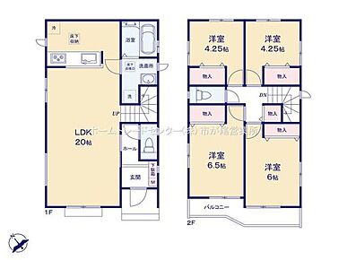 LDKは広々２０帖、人気の対面式キッチン＆リビングイン階段！水回りを集約させた、効率的な家事動線☆全居室２面採光＆収納完備しております♪２部屋より出入り可能、ワイドバルコニー☆ 
