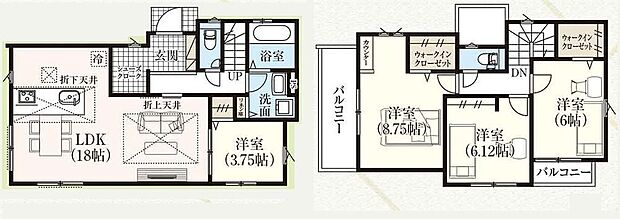 【4LDK】玄関シューズインクローク有!
LDKは広々18帖、人気の対面式キッチン採用☆
全居室に収納完備!ウォークインクローゼット2か所!
2階居室は全室6帖以上♪主寝室は広々8.75帖♪
2面バルコニー☆