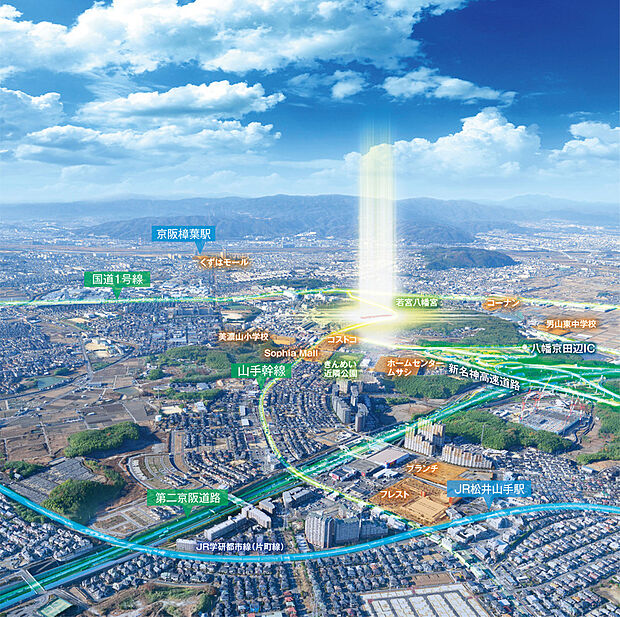 都心アクセスの良さと、便利で暮らしやすい住環境を兼ね備えた全100区画のBIG TOWN『プログレスガーデン松井山手』