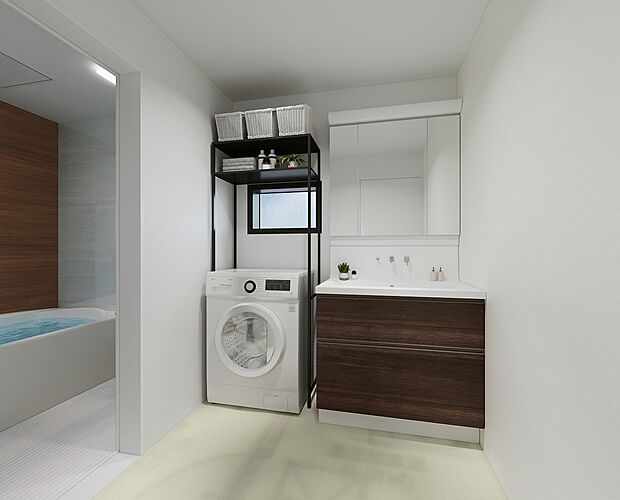 【洗面化粧台（イメージ画像）】三面鏡で収納も抜群。※イメージの為実際と異なる場合があります。