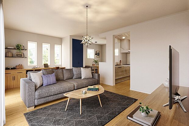 【LDK（イメージ画像）】対面キッチンで小さなお子様がいる家庭でもリビング全体に目が届くので安心。※イメージの為実際と異なる場合があります。