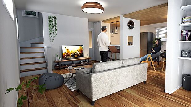 【LDK(イメージ画像)※1号棟対象】1号棟はリビングから2階にあがる設計で家族のコミュニケーションも自然と増えます♪※イメージの為実際と異なる場合があります。