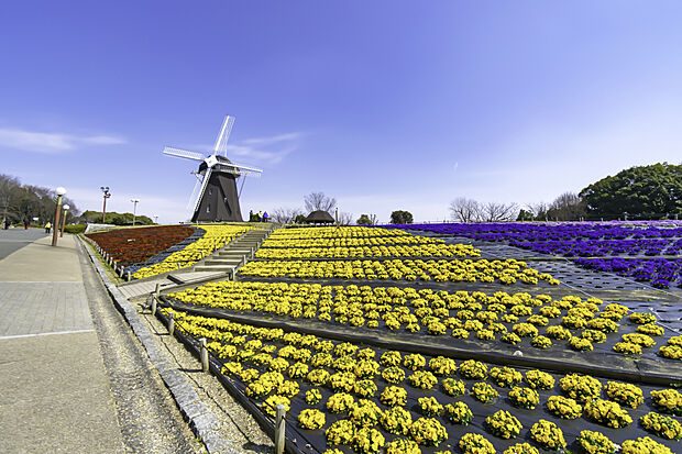 【花博記念公園 鶴見緑地まで自転車約13分(約3km)】少し足を伸ばせば、四季の移り変わりを楽しめる大型公園も。バーベキュー広場やアスレチック施設など、ご家族揃ってアウトドアを楽しむこともできます。