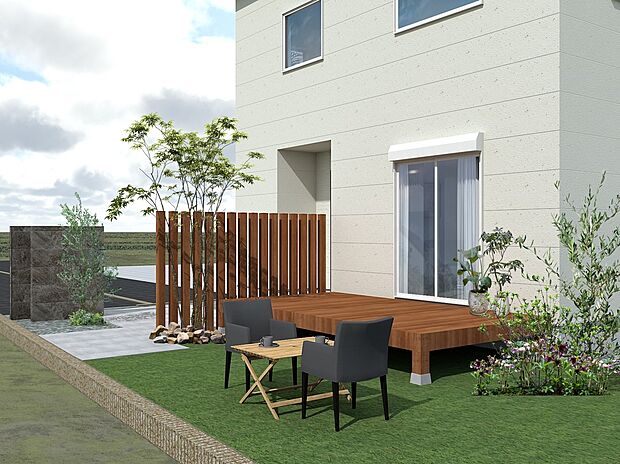 【【イメージパース】】広いお庭ではバーベキューやプールもご利用いただけ、家族やお友達と素敵な時間をお過ごしいただけます。