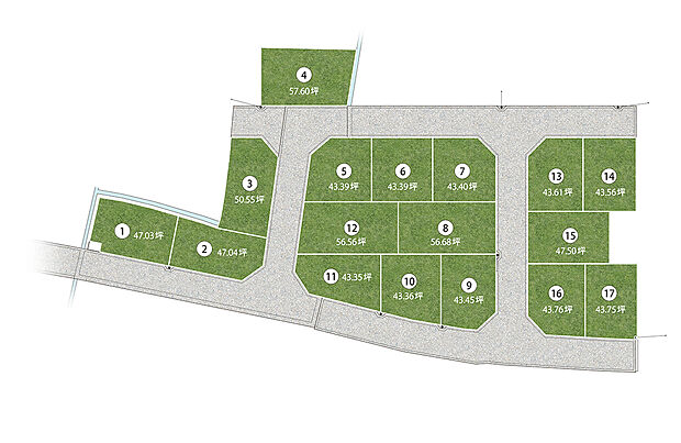 【ParkCourt姫路東】
敷地広々約43坪~57坪超!角地・南向き区画が70%を占めており、日当たり・風通しのよい街並みが広がります。緑豊かな自然環境に恵まれ、子育て世帯にもおススメの分譲地です。