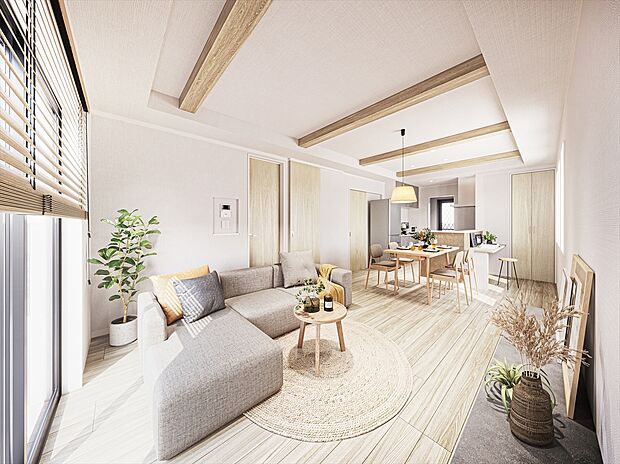 【既分譲内観パース】
折り上げ天井が、開放感と上質な空間を演出します。
※画像にはオプション商品も含まれております。