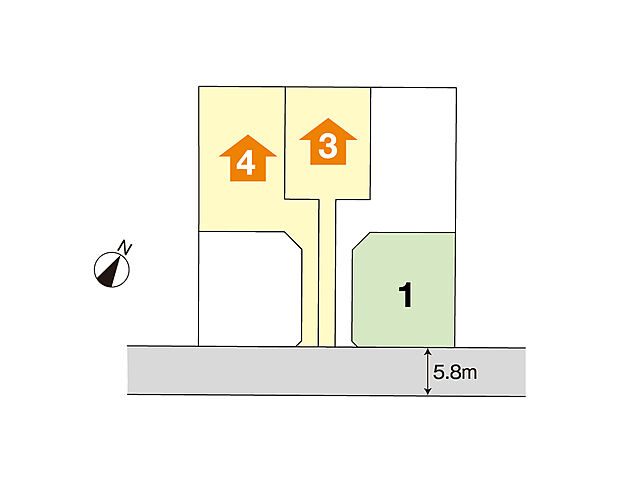 全５区画のうち、注文住宅用地１区画、建売住宅2区画販売中です。